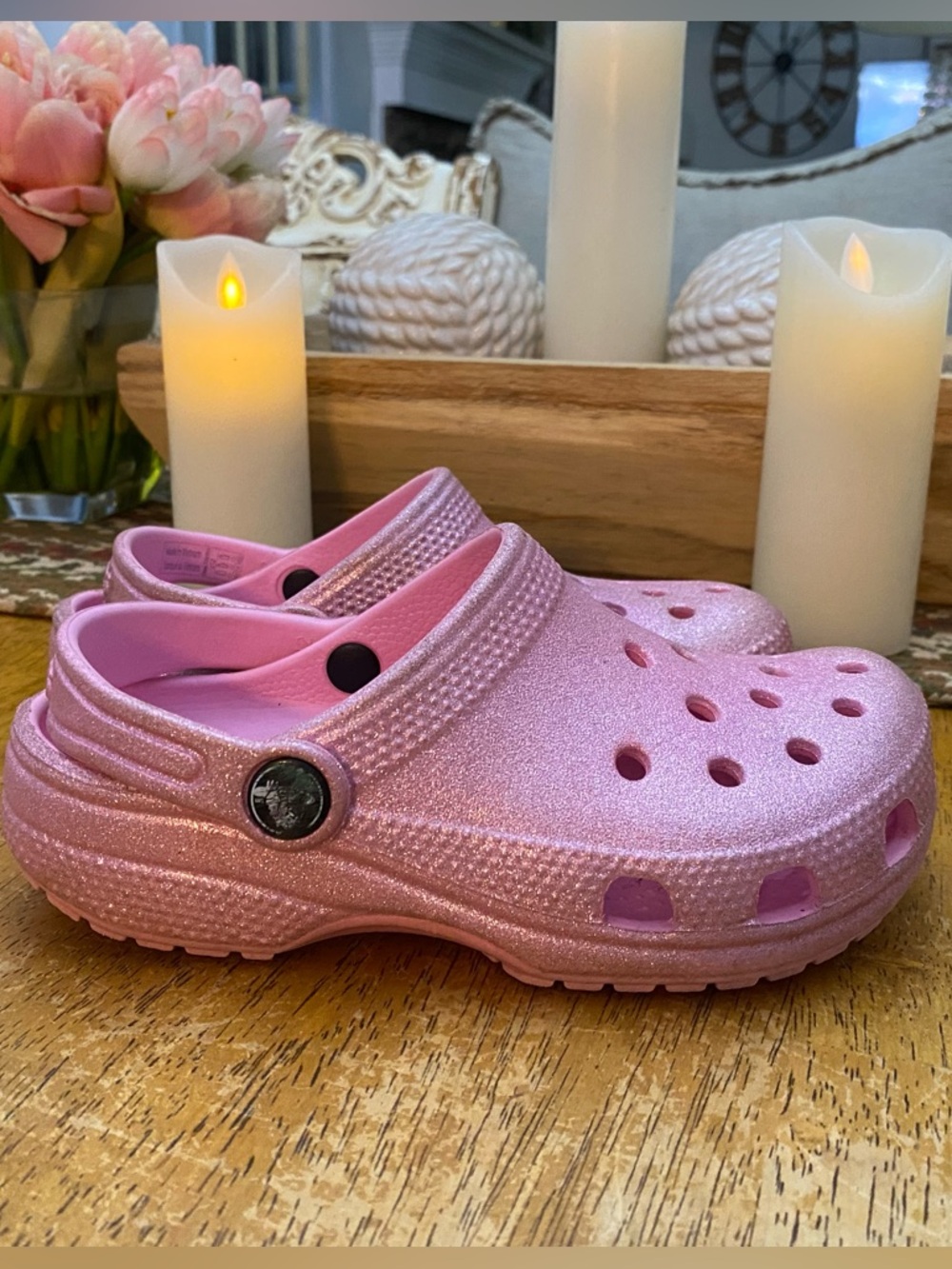 Sparkly Pink Crocs size 12